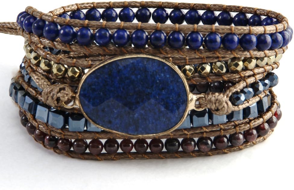 ZOSOJONA Women Handmade Boho Wrap Bracelets Natural Stone Variety Beads Strand Bracelet