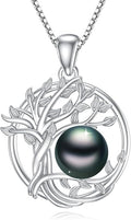 Tahitian Black Pearl 18K White Gold Plated Sterling Silver Heart/Infinity/Four Leaf Clover Pendant Necklace Jewelry Gifts for Women Wife Mom Girlfriend Wedding Birthday Anniversary Christmas