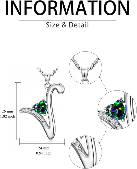 Valentines Day Gifts for Women Alphabet A to Z Initial Birthstone Pendant Necklaces for Women - 18k White Gold Plated Personalized Name Jewelry Valentine Mothers Day Birthday Gifts for Women Her Girlfriend
