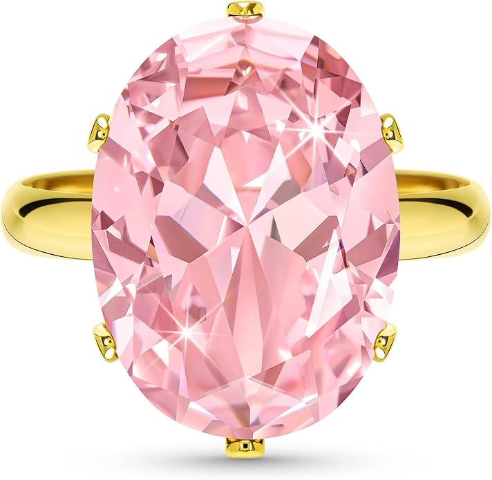 Linawe Cubic Zirconia Imitation Diamond Moissanite Rings for Women, 14K Gold/Rose Gold/Silver Adjustable Chunky Ring, Costume Rhinestone Jewelry for Wedding Engagement