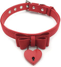 Destiny Love Bell Padlock Choker Collar Necklace Lolita Bow Collar Cat Kitty Velvet Necklace with Heart Lock and Key with Box for Women and Men