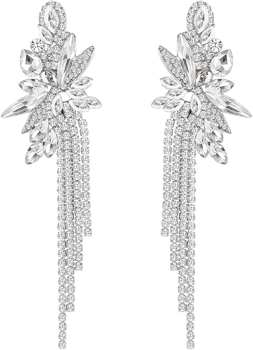 mecresh Marquise Crystal Bridal Chandelier Dangle Drop Earrings Ladies Gifts in Silver/Gold Tone