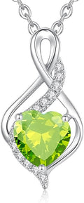 FANCIME 14K Solid White Gold Infinity Heart Birthstone Necklace for Women with Diamond Pendant Birthday Gifts for Mom Women Sterling Silver Chain 16" + 2" Extender