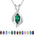 Iefil Valentines Day Gifts for Her, 925 Sterling Silver Marquise Birthstone Necklace Birthday Gifts Dainty Necklaces Birthstone Jewelry for Wife Daughter, 19"+2" Inches