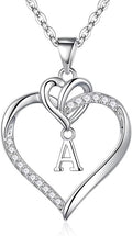 STORUP Valentines Gifts for Her Teen Girls - Heart Initial Necklaces for Women Girls, 14K-Gold-Plated CZ Initial A-Z Heart Necklaces for Teen Girl Jewelry Valentines Gifts for Women Mom Wife Sister