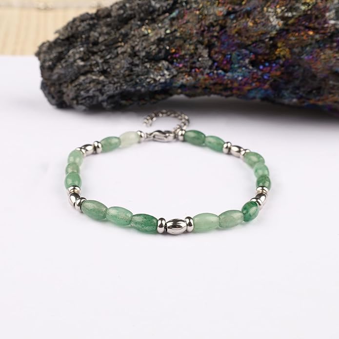 Natural Gem Stone Beaded Bracelets for Women Adjustable Stainless Steel Agate Lapis Tiger Eye Aventurine Rose Quartz