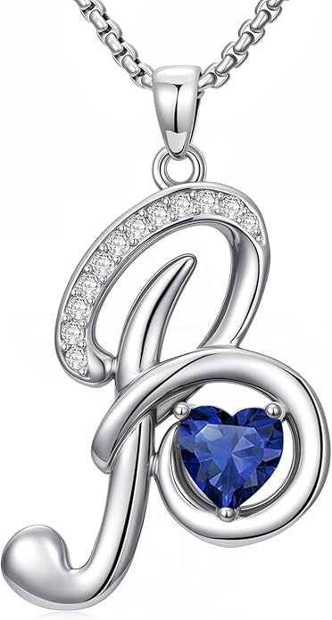 Valentines Day Gifts for Women Alphabet A to Z Initial Birthstone Pendant Necklaces for Women - 18k White Gold Plated Personalized Name Jewelry Valentine Mothers Day Birthday Gifts for Women Her Girlfriend
