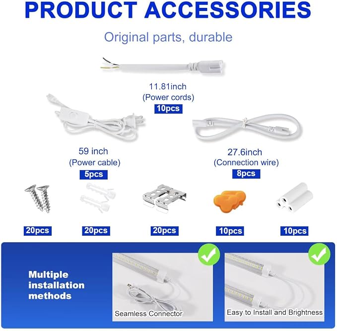 XLNYUUI Led Shop Lights, 4FT LED Light 50W 6500K 7000LM Led Daylight, Garage - Image 7