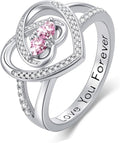 Valentine's Day Gifts for Women Birthstone Rings for Women Heart Statemet Engagement Eternity Wedding Promise Rings Jewelry Anniversary Christmas Valentine Mothers Day Birthday Gifts for Wife Her Girlfriend