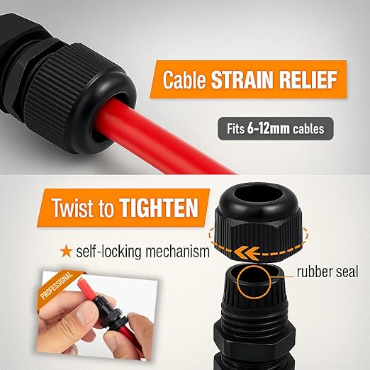 1/2" NPT Strain Relief Nylon Cord Grip Cable Glands - Image 5