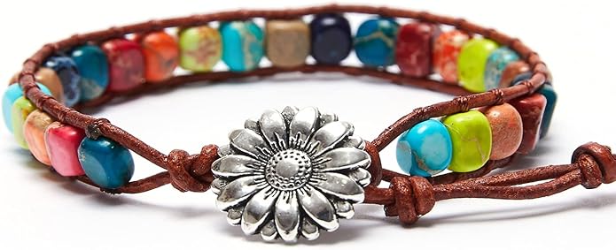 ZOSOJONA 7 Chakra Bracelet Bohemian Handmade Leather Wrap Healing Protection Natural Stone Yoga Beaded Bracelets Boho Friendship Jewelry