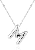 Inerney Valentines Day Gifts Gold Bubble Letter Necklace Initial Necklaces for Women, Chunky 14K Plated Balloon Initials, Trendy Charm Non Tarnish Custom Name Pendant Jewelry Gifts for Mom