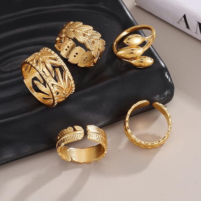 KISS WIFE Goldenen Silvery Black Kunckle Rings Set for Women, Dainty Simple Trendy Cute Stackable Finger Rings Pack, Perfect for Stacking Layering on Thumb and Knuckle, Mixed Size, Jewelry Gift