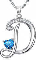 Valentines Day Gifts for Women Alphabet A to Z Initial Birthstone Pendant Necklaces for Women - 18k White Gold Plated Personalized Name Jewelry Valentine Mothers Day Birthday Gifts for Women Her Girlfriend