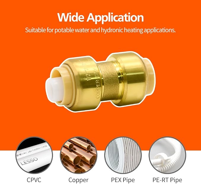 6 Pack Push-to-Connect Plumbing Fittings, 1/2" Pushfit Straight Fittings - Image 4