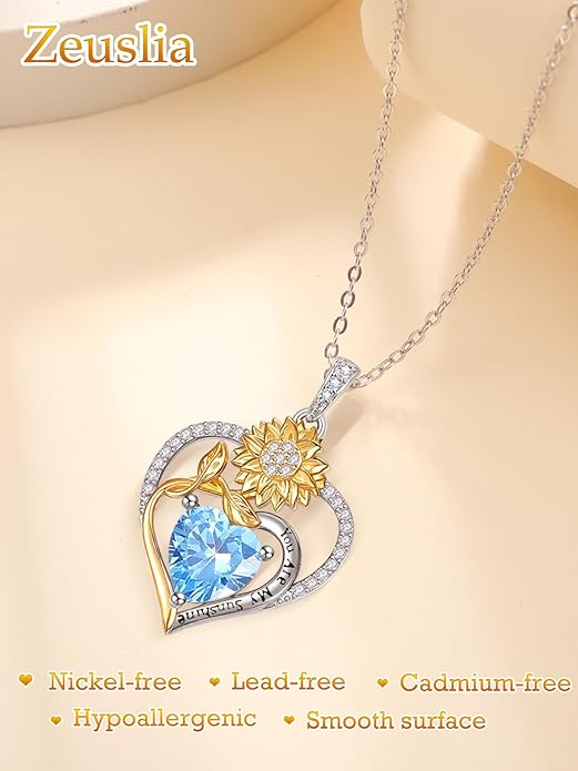 Valentine's Day Gifts for Wife 925 Sterling Silver Double Birthstone Pendant Necklaces I Love You for Always and Forever Necklace Anniversary Birthday Gifts for Wife Girlfriend Mom Her