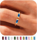 WFYOU Gold Birthstone Rings for Women - Non Tarnish Dainty 14K Gold Plated Stackable CZ Rings for Her & Couples - Personalized Jewelry Gift for Birthday