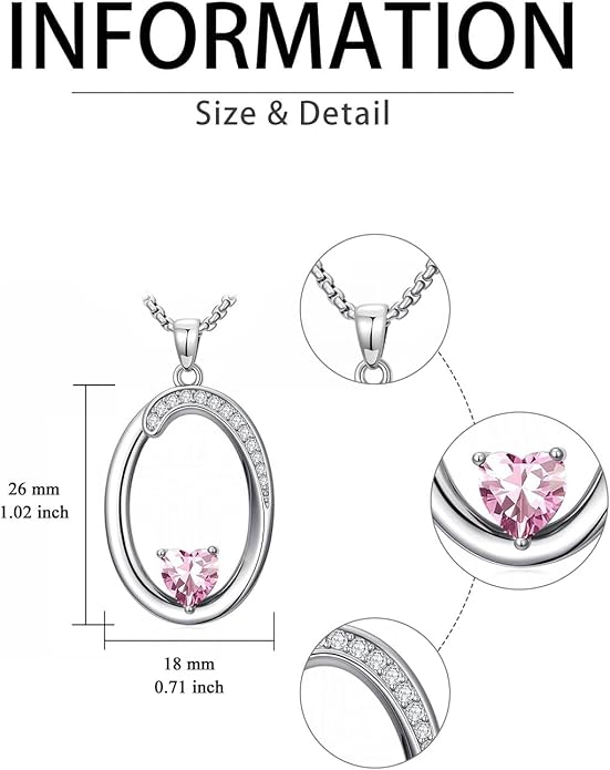 Valentines Day Gifts for Women Alphabet A to Z Initial Birthstone Pendant Necklaces for Women - 18k White Gold Plated Personalized Name Jewelry Valentine Mothers Day Birthday Gifts for Women Her Girlfriend