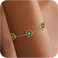 14K Gold Plated Clover Bracelets for Women Flower Four Leaf Link Bracelets Trendy Jewelry Gifts for Women
