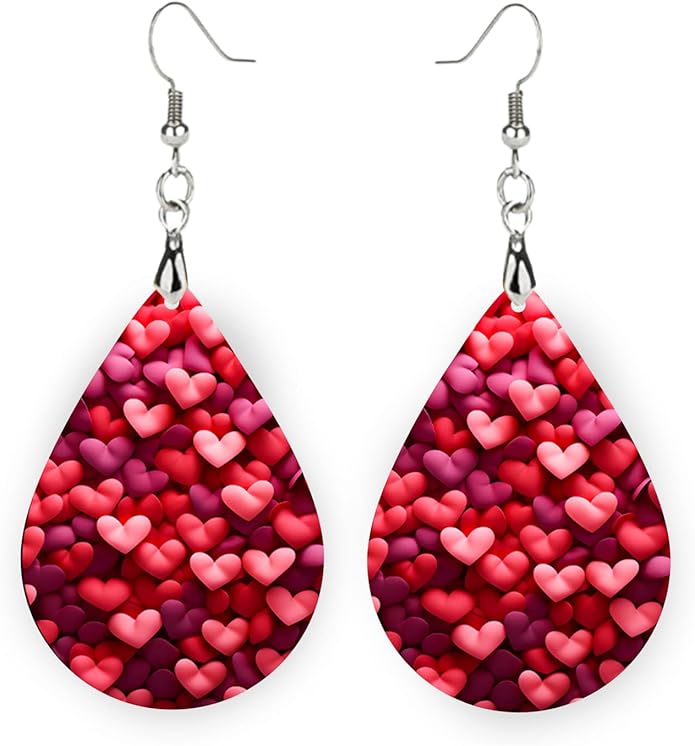 Teardrop Wood Earrings Light Weight Printed Image Dangle Jewelry, Fun and Funky