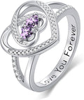 Valentine's Day Gifts for Women Birthstone Rings for Women Heart Statemet Engagement Eternity Wedding Promise Rings Jewelry Anniversary Christmas Valentine Mothers Day Birthday Gifts for Wife Her Girlfriend