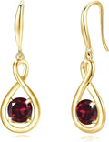 FANCIME Valentines Day Gift Dangle Drop Earrings 925 Sterling Silver Dainty Infinity Round Gemstone Birthstone Jewelry Birthday Gifts for Her Women