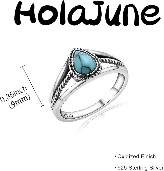 Boho Turquoise Ring for Women Sterling Silver Western Style Statement Ring Bohemian Jewelry Gifts