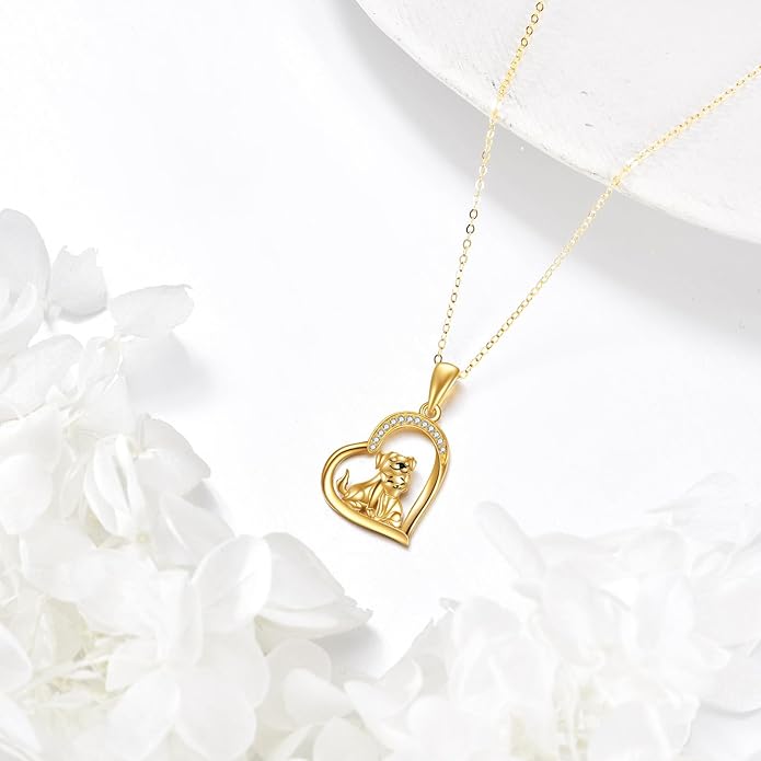 KECHO 14K Gold Animal Pendant Necklace - Dainty Zodiac & Pet Inspired Charm Necklace for Women - 16+1+1"