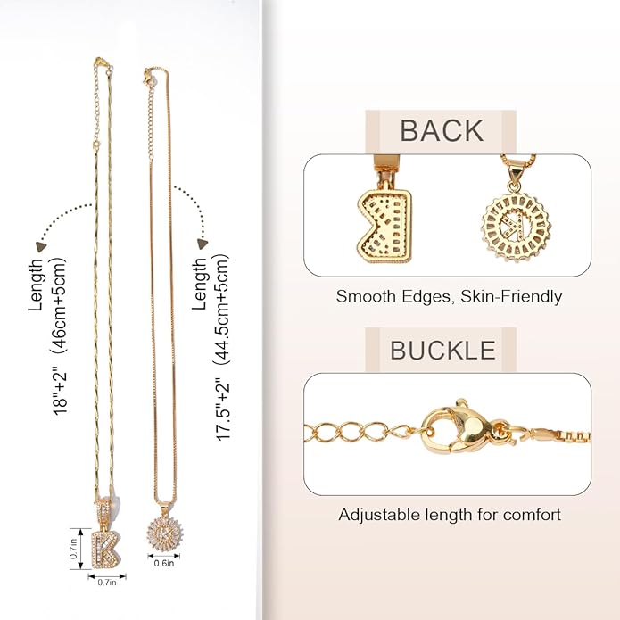 Letter Necklace 14k Gold Plated Bling Dainty Necklaces Trendy Chunky Custom Name Necklace Personalized Round Circle Pendant Zirconia Letters Name Crystal Jewelry Gifts for Women