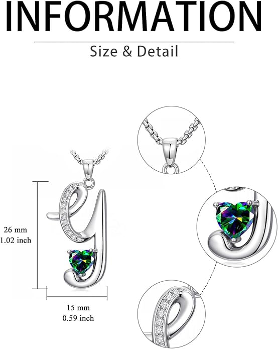 Valentines Day Gifts for Women Alphabet A to Z Initial Birthstone Pendant Necklaces for Women - 18k White Gold Plated Personalized Name Jewelry Valentine Mothers Day Birthday Gifts for Women Her Girlfriend
