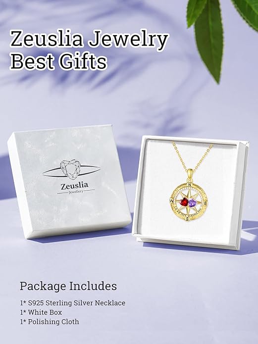 Valentine's Day Gifts for Wife 925 Sterling Silver Double Birthstone Pendant Necklaces I Love You for Always and Forever Necklace Anniversary Birthday Gifts for Wife Girlfriend Mom Her