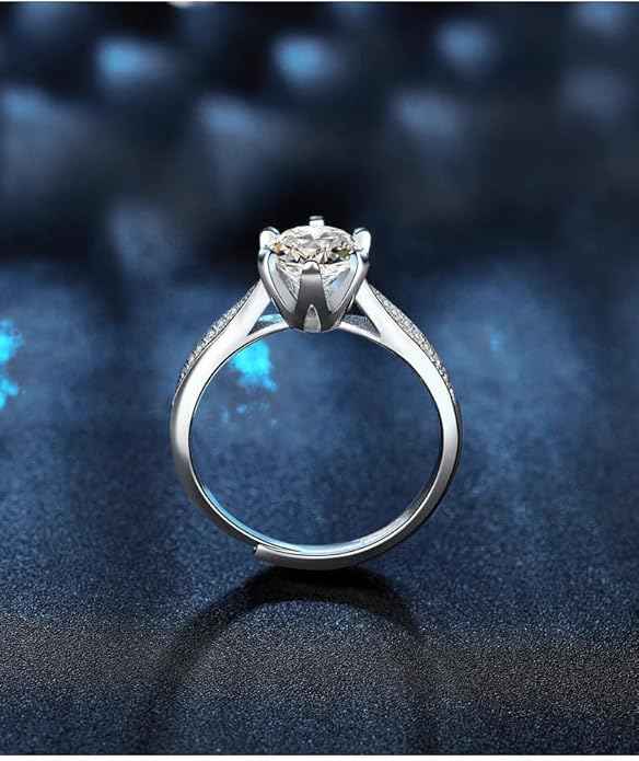 1CT/2CT Queen series moissanite ring, 952 silver, D-color VVS1-2,open rings,adjustable rings for women，Diamond ring substitute, ring for women.
