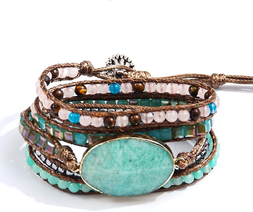 ZOSOJONA Women Wrap Bracelets Boho Natural Stone Jasper Turquoises Strand Bracelet Jewelry Collection