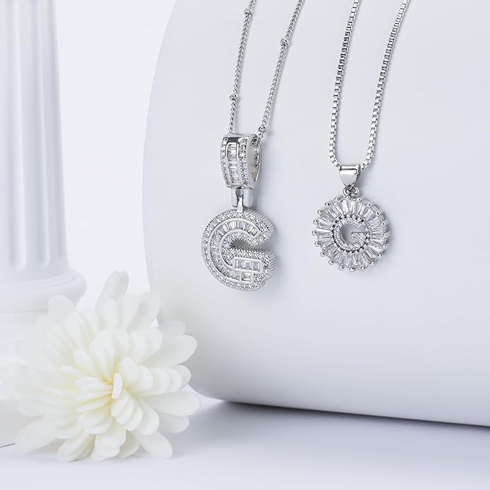 14K Gold Plated Alphabet Necklace Cubic Zirconia Letter Pendant, Personalized Name Jewelry Gift for Women, Customizable A-Z, Birthday/Mothers Day Gifts for Womens