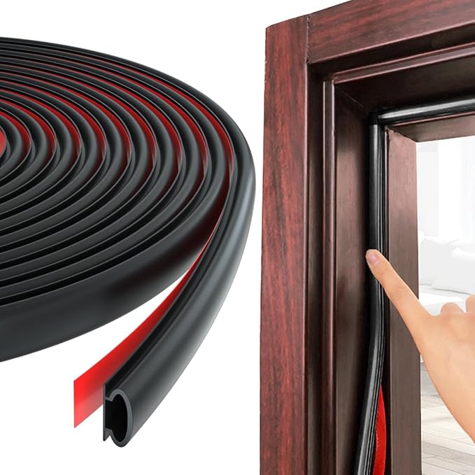 ESUFEIR 19.7Feet Door Weather Stripping Door Seal Strip, Self-Adhesive Rubber by ESUFEIR