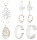 Highergo 8 Pcs Acrylic Jewelry Set Women Statement Earrings Necklace Bracelet Marble Texture Floral Necklace Set for Women