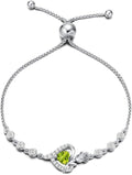 AGVANA Valentines Day Gifts Rosy Reverie Birthstone Bracelet for Women Sterling Silver Genuine or Created Gemstone Tennis Bracelet Rose Heart Jewelry Anniversary Birthday Gifts for Women Mom Wife Her