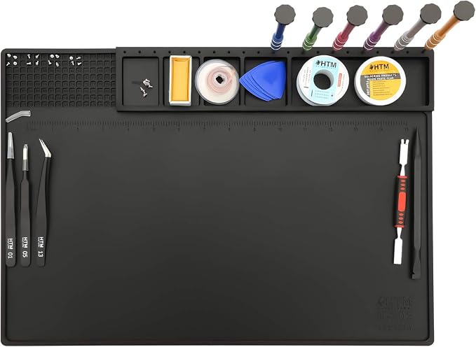 HengTianMei-202 Black Magnetic Repair Work Mat Heat Resistant 932°F, Silicone by HengTianMei