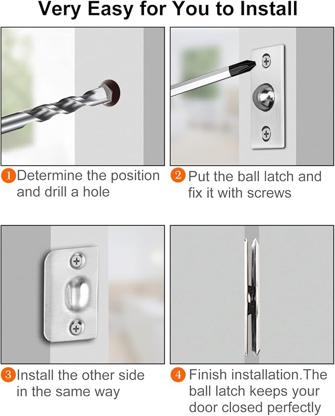 Ball Catch Door Hardware Jiayi 2 Pack Door Ball Catch Top of Door French Door - Image 5