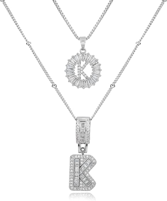 14K Gold Plated Alphabet Necklace Cubic Zirconia Letter Pendant, Personalized Name Jewelry Gift for Women, Customizable A-Z, Birthday/Mothers Day Gifts for Womens