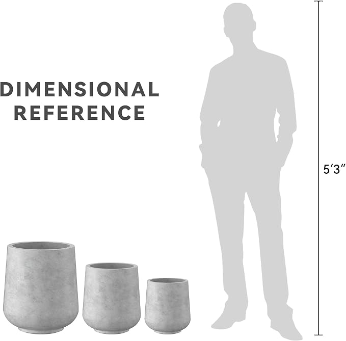 Kante Set of 3 Pale Gray Concrete Curved Planters 16.5" 13" 9.4" Dia | Drainage - Image 8