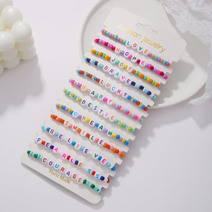 Friendship Bracelets Boho Stackable Bracelets for Women Surfer Heishi Clay Bead Bracelets Stretch Preppy Bracelets Colorful Boho Bracelets for Women