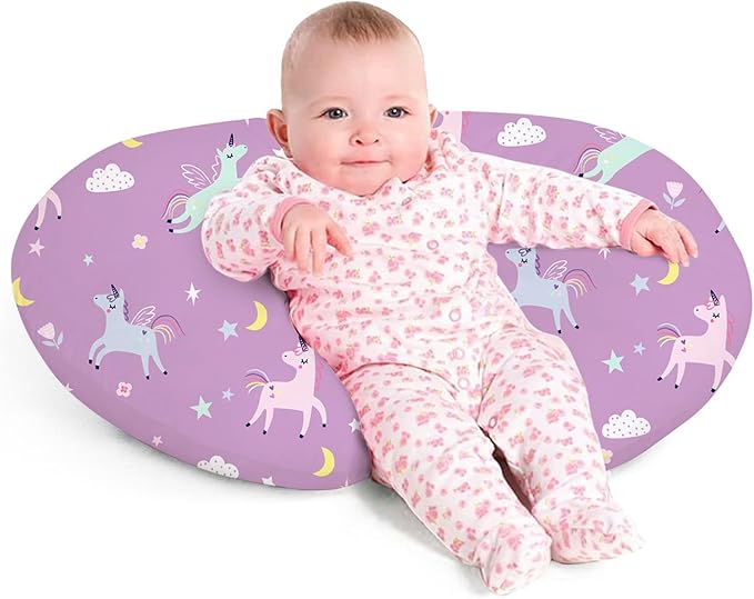 Little Grape Land Nursing Pillow for Infants, Breastfeeding Pillows, Baby Support Pillow for Nursing, Bottle Feeding, Tummy Time with Machine Washable Cover & Breathable Filling (Unicorn)