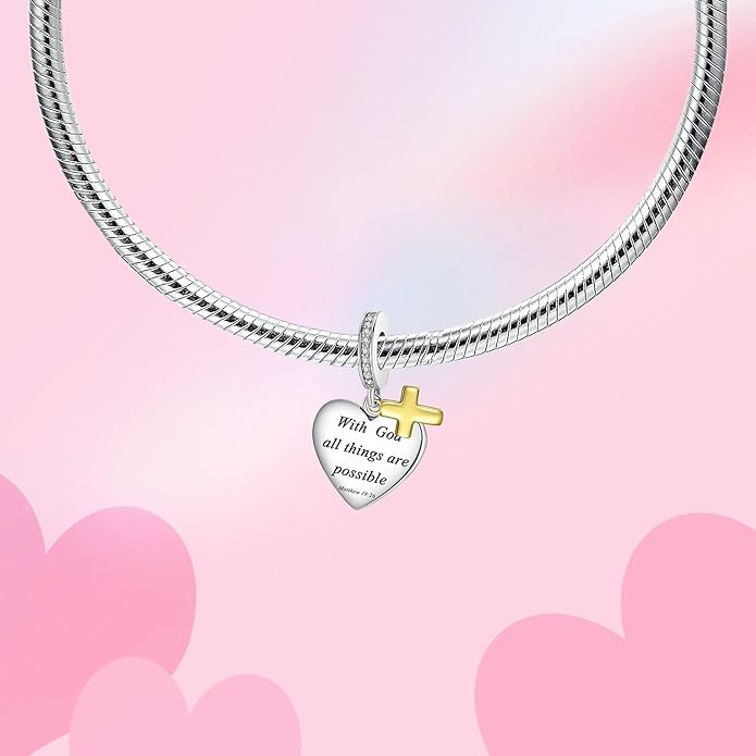Birthday Fashion Love Heart Dangle Charm 925 Sterling Silver Charms fits Bracelets and Necklace Pendant Bead Charms Jewelry Present for Women Family Friends