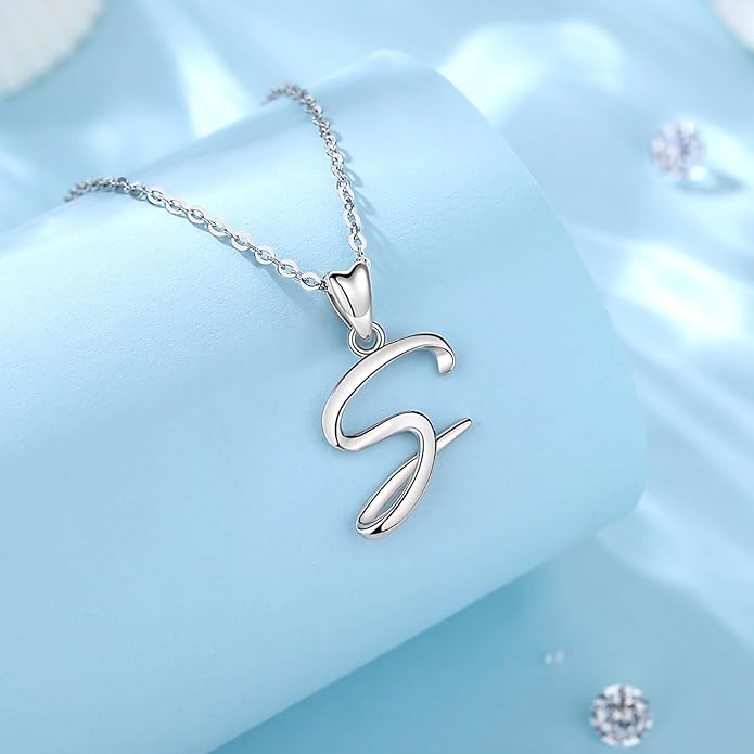 EUDORA Sterling Silver Initial Necklaces for Women, Classic 26 Letter Neckless Gifts for Girls, Sister, Mother Daughter, 18 inch Chain