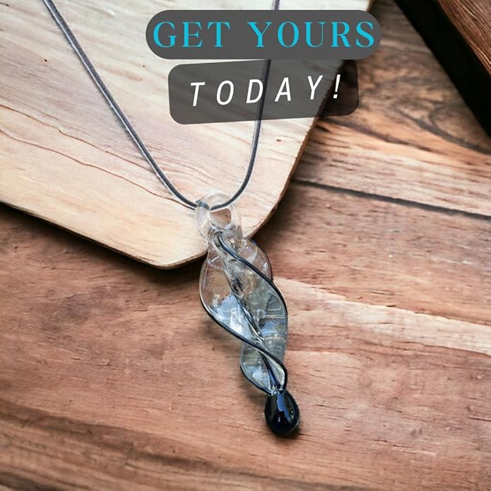 BESHEEK Murano Inspired Twist and Twirl Glass Pendant Necklace for Women Handcrafted Artisan Hypoallergenic Italian Style Jewelry