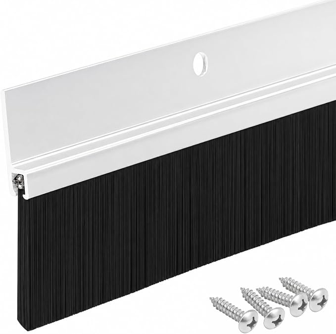 Brush Sweep Door Bottom Seal – 1½″ Black Polypropylene Brush in Clear Anodized by RandallManufacturing