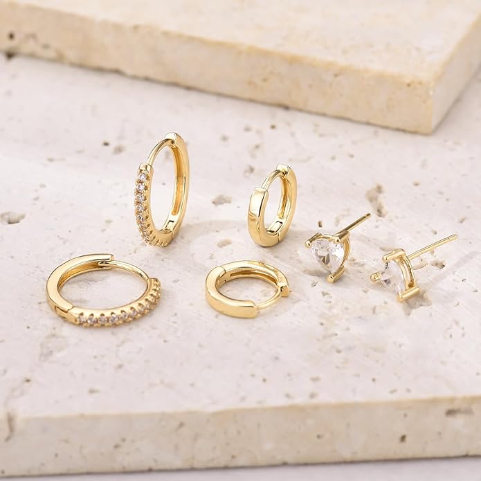 9 Pairs Chunky Gold Earrings Set for Women Trendy Lightweight Gold Plated Hoop Earrings Hypoallergenic Jewelry