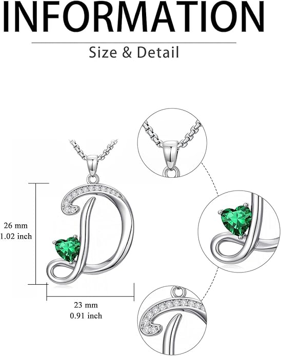 Valentines Day Gifts for Women Alphabet A to Z Initial Birthstone Pendant Necklaces for Women - 18k White Gold Plated Personalized Name Jewelry Valentine Mothers Day Birthday Gifts for Women Her Girlfriend