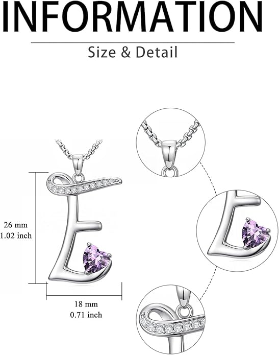 Valentines Day Gifts for Women Alphabet A to Z Initial Birthstone Pendant Necklaces for Women - 18k White Gold Plated Personalized Name Jewelry Valentine Mothers Day Birthday Gifts for Women Her Girlfriend
